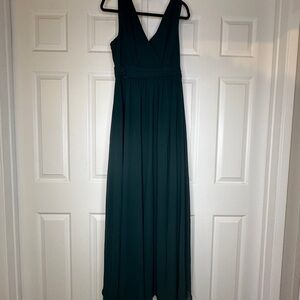 Deep Green Wedding Guest Dress Lulus Medium V Neck with Leg Slit